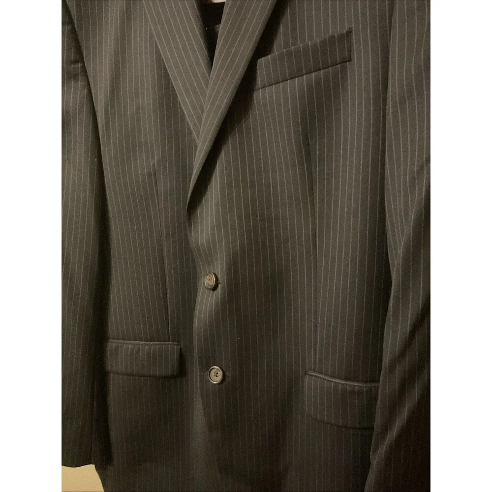 Lauren Ralph Lauren Men’s Black Pinstripe Single Breasted Suit 42L Pants 33 X32